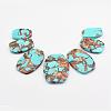 Assembled Bronzite and Synthetic Turquoise Graduated Beads Strands G-P297-T01-1