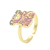 Bear Cubic Zirconia Open Cuff Ring RJEW-F145-01G-4