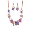 Rhombus Zinc Alloy Enamel Pendant Necklaces & Stud Dangle Earrings Sets WG3ED7E-05-3