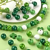 160Pcs 5 Style Irish Theme Painted Natural Wood Beads X1-WOOD-LS0001-48-6