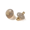 Natural Grey Agate Rondelle Charms with Rack Plating Brass Loops G-G110-05B-13-2