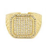 Brass with Cubic Zirconia Open Cuff Rings RJEW-U011-06A-G-2