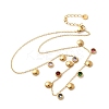 304 Stainless Steel Colorful Cubic Zirconia Flat Round & Shell Shaped Bib Necklaces for Women NJEW-U031-08G-01-2