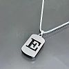 Rectangle with Laser Cut Letter 201 Stainless Steel Initial Pendant Necklaces WGA5E8C-05-1
