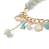 Natural Flower Amazonite & Shell Pearl Beaded Stretch Bracelet BJEW-TA00196-5