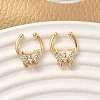Brass Pave Clear Cubic Zirconia Circular/Horseshoe Barbell Nose Rings EJEW-D337-18E-G-1
