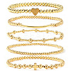 Brass and Stainless Beaded Stretch Bracelet Sets VB9693-2-1