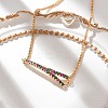 Letter Y Brass Micro Pave Cubic Zirconia Link Slider Bracelets KK-R217-55G-3