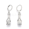Brass Hand Palm Dangle Leverback Earrings for Women EJEW-N012-106P-1