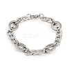 201 Stainless Steel Textured Oval Link Chain Bracelets for Women BJEW-B143-04P-4