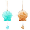 Hot Melt Glass Shell Shape Pendant Decoration AJEW-WH20073-014-1