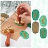 Pear Wood Handle and Wax Seal Brass Stamp Head Sets AJEW-CP0002-49-3