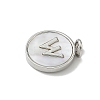 Brass Pave Natural Shell Flat Round with Letter Charms KK-Z115-13P-W-2