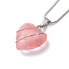 5Pcs 5 Style Natural & Synthetic Mixed Gemstone Heart Pendant Necklace Set NJEW-JN04042-5