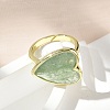 Heart Brass Natural Green Strawberry Quartz  Finger Rings RJEW-D304-01G-C-5