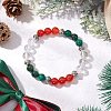 Natural Fuchsite & Carnelian & Quartz Crystal Round Beaded Stretch Bracelets for Men Women BJEW-TA00661-1
