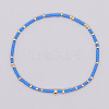 Bohemian Style Rainbow Glass & Brass Beaded Handmade Fashion Women's Bracelet QD2599-15-1