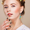 2 Pairs 2 style Teardrop & Rectangle Lampwork Dangle Earrings EJEW-FI0001-17-4
