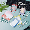7Pcs 7 Colors Tartan Pattern Plastic Name Card Holder FIND-FH0016-90-4