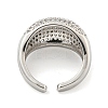 Real Platinum Plated Brass Micro Pave Clear Cubic Zirconia Cuff Rings RJEW-L113-016P-03-3