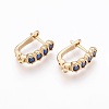 Brass Micro Pave Cubic Zirconia Hoop Earring Findings with Latch Back Closure X-ZIRC-F088-040G-1