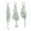 3Pcs 3 Styles Electroplated Natural Quartz Crystal Nuggets Copper Wire Wrapped Pendants PALLOY-JF03128-08-1
