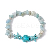 Natural Amazonite & Synthetic Turquoise Beaded Stretch Bracelets for Women BJEW-JB10750-01-1