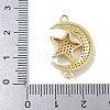 Rack Plating Brass Micro Pave Clear Cubic Zirconia Moon with Star Connector Charms KK-A234-056G-3