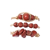 3Pcs Natural Red Jasper Bead Finger Ring RJEW-JR00855-05-2