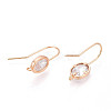 Brass Micro Pave Clear Cubic Zirconia Earring Hooks X-KK-N267-35G-2