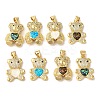 Rack Plating Brass Micro Pave Clear Cubic Zirconia Pendants KK-P268-05-1