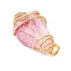 2Pcs Electroplated Natural Quartz Crystal Dyed Copper Wire Wrapped Pendants PALLOY-JF03170-01-5