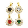 Flower Rack Plating Brass Micro Pave Cubic Zirconia Pendants KK-G513-92G-1