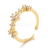 Clear Cubic Zirconia Flower Open Cuff Ring KK-H434-14G-3