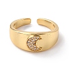 Moon Cubic Zirconia Dome Ring for Her RJEW-C017-12G-RS-1