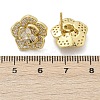 Flower Brass Micro Pave Clear Cubic Zirconia Stud Earrings X-EJEW-M082-19G-4