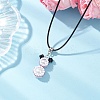 Glass Seed Beads & Glass Pearl Round Beaded Bear Pendant Waxed Cotton Cord Necklaces for Women Men NJEW-MZ00126-02-1