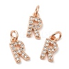 Brass Micro Pave Grade AAA Cubic Zirconia Charms LS-ZIRC-P067-11RG-R-NR-1