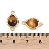Natural Tiger Eye Faceted Connector Charms G-L514-048P-04-3