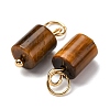 Natural Mixed Gemstone Column Charms with 304 Stainless Steel Jump Rings G-Q032-01-2