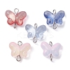 Transparent Baking Paint Glass Glitter Butterfly Connector Charms PALLOY-JF02341-30A-1