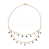 Brass Enamel Teardrop Charm Necklaces NJEW-JN04861-4