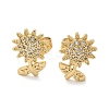 Brass Micro Pave Clear Cubic Zirconia Stud Earrings EJEW-D305-09G-3