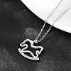 304 Stainless Steel Crystal Rhinestone Rocking Horse Pendant Necklaces for Women NJEW-F339-02P-5