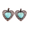Synthetic Turquoise Peach Love Heart Pendants G-G158-01-04-1