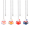 4Pcs 4 Colors PVC Cartoon Lucky Cat Doll Charms Ceiling Fan Pull Chain Extenders AJEW-DC00003-1