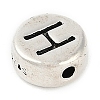 925 Sterling Silver Flat Round with Letter Beads STER-G044-01AS-H-2