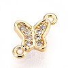 Brass Micro Pave Clear Cubic Zirconia Connector Charms KK-T075-29G-1