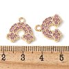 Alloy Pink Rhinestone Pendants PALLOY-E775-15G-3