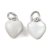 Brass Pave Natural White Shell Heart Charms with Jump Rings KK-F908-07P-1